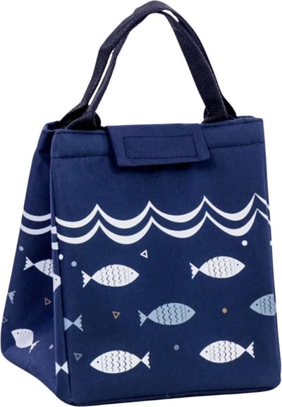Winkrs - Lunchbag met isolatie - Blauwe lunchbag met vissen - Koeltas voor lunch en broodtrommel.