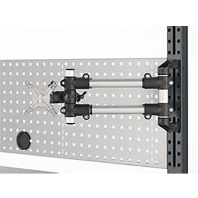 Schäfer Shop Pure monitorhouder voor AST31-tafelmontage, 360° draaibaar, kantelbaar, zwenkbaar, VESA, kunststof/aluminium, zwart-zilver