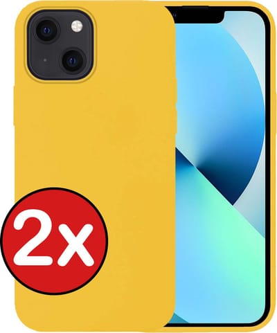 Hoesje - 2 Stuks - Geschikt voor Apple iPhone 14 - Sterk & Shockproof - Telefoonhoes - Back Cover - Case Siliconen - Telefoon Hoes - Geel