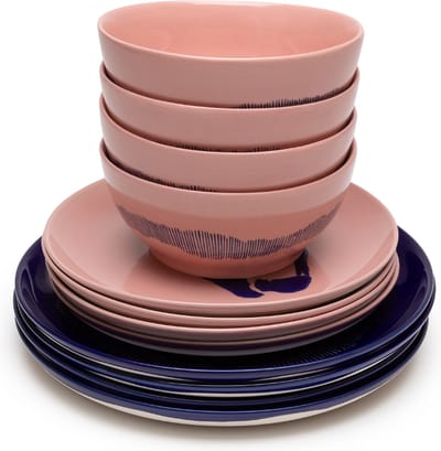 Serax Ottolenghi Feast Serviesset Blauw/Rose (13 delig) 4 personen