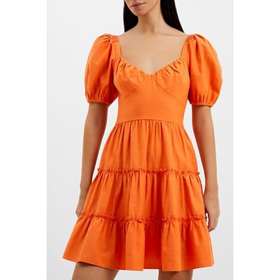 French Connection Alania Puff Sleeve Dress Red Maat: 18 | Mini Jurken Outlet | Dames | Oranje