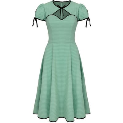 Hell Bunny - Rockabilly Midi-jurk - Casey Dress - XS tot 4XL - voor Vrouwen - groen-zwart