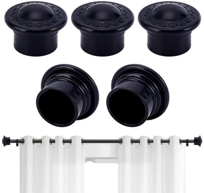 Dailygoods- Gordijnroede Eindstukken 28 mm - Zwarte Kunststof Kappen - Schroefloze Bevestiging - Voor Raamstaven - 6 Stuks - Comfortabele Grip - Gordijnaccessoires