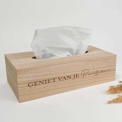 Tissue box - PENSIOEN - Pensioen cadeau - Geniet van je pensioen - zakdoekendoos - cadeau