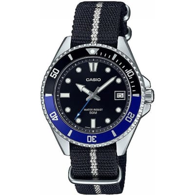 Casio Casio Collection MDV-10C-1A2VEF Horloge - Textiel - Zwart - Ø 36 mm