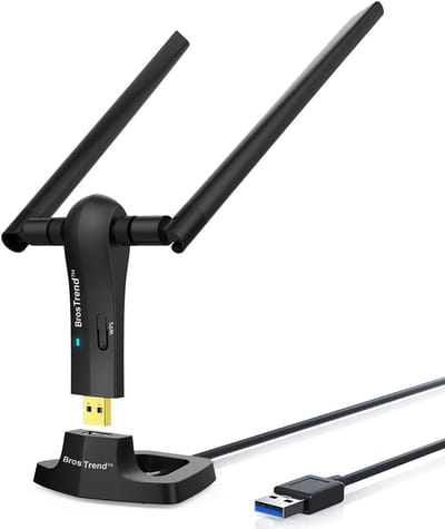 Lange Afstand USB WiFi-adapter 1200Mbps voor PC en Laptop - Dual Band Draadloze Adapter met 5dBi Antennes