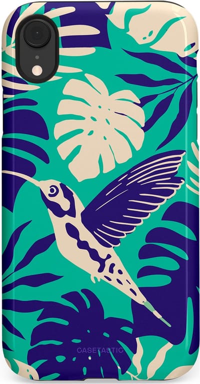 Casetastic Hoesje Geschikt voor Apple iPhone Xr - Stijlvolle Beschermende Duo-layer Case - Paradijs Kolibrie