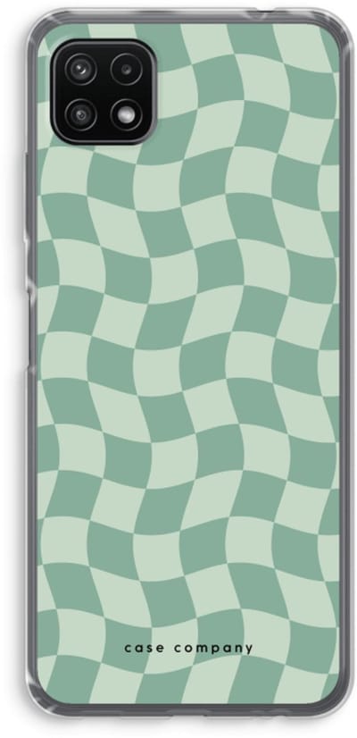 Case Company® - Hoesje geschikt voor Samsung Galaxy A22 5G hoesje - Grid Groen - Soft Cover Telefoonhoesje - Bescherming aan alle Kanten en Schermrand