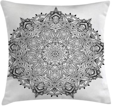 ABAKUHAUS Kussenhoes Mandala-Kunst – Zwart/Wit – 45x45 cm – Dubbelzijdig bedrukt, met rits