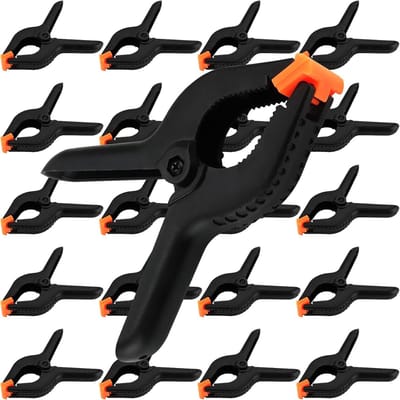 Verpakking van 20 plastic veerklemmen, extra stevige veerklemmen, geschikt Geschikt voor houtbewerking, canvas, doe-het-zelfprojecten en fotostudio's, zwart - 90 mm
