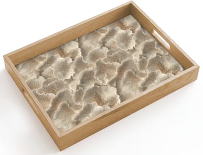 Dienblad hout 40x30 cm - Schootdienblad - Waaierstructuren - Beige - Vezeltextuur - Borrelplank rechthoek - Plateau dienbladen