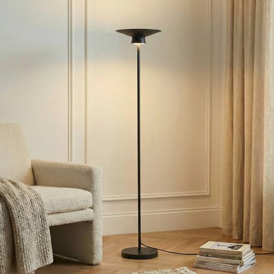 Lindby LED vloerlamp Norvind, zwart, metaal, 1-lamp