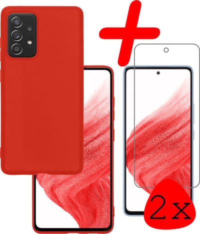 Hoesje Met 2x Screenprotector - Geschikt voor Samsung Galaxy A53 - Sterk & Shockproof - Back Cover - Siliconen Case - Telefoon Hoes - Rood