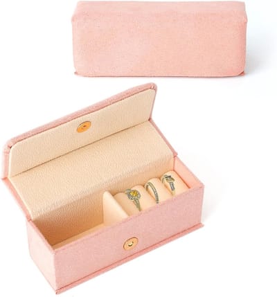 Reisjuwelendoos met drukknoop, opbergruimte voor oorbellen, ringen en kettingen, compacte stoffen juwelendoos met vakken, ideaal als cadeau voor vrouwen en meisjes
