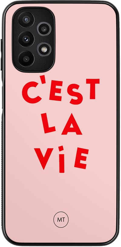 Hoesje geschikt voor Samsung Galaxy A13 4G - C'est la vie - TPU Hard Case Backcover - Roze - Mooie Telefoonhoesjes