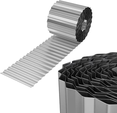 Gazonrand Metaal - Bloembedomranding Tuin - Tuin Afscheiden - Flexibel Golfontwerp - 10 Meter 15cm - Zilver