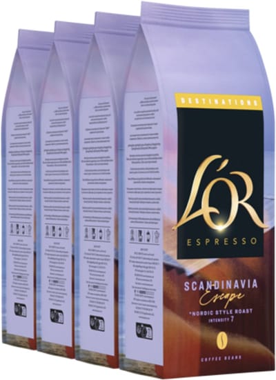 L'OR Espresso Destinations Scandinavia Koffiebonen - Intensiteit 7/12 - 4 x 450 gram