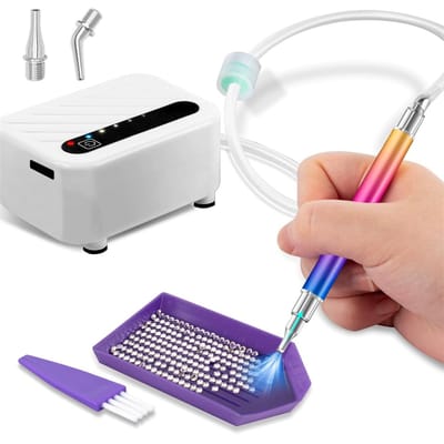 Ynkkvre -Elektrische Diamantstift voor Diamond Painting – USB Oplaadbaar 1500 mAh – Draadloos met Vacuüm Zuigkracht – 3 Zuigstanden, LED Batterij-Indicator – Zonder Was, Inclusief 2 Stiften & Siliconenslang