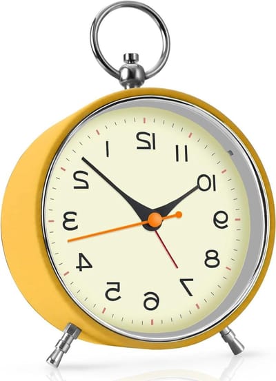 Retro Wekker - Wekker Analoge Wekkers Met Nachtlampje Snooze 4.3 Inch Ronde Op Batterijen Voor Nachtkastjes Woonkamer Voor Kinderen - Geel