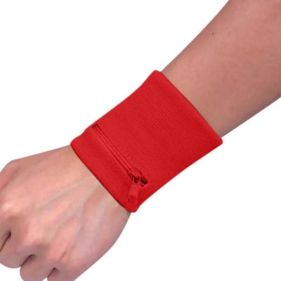Portemonnee Zweetbandje - Sport Polsband met Rits - Rood