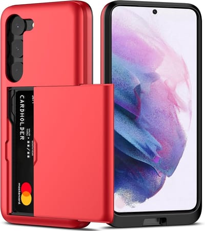 Hoesje Geschikt voor Samsung S23 Plus Hoesje Rood - shockproof Backcover met pasjeshouder - Ruimte voor 2 pasjes