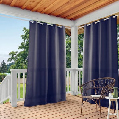 Set van 2 Marineblauwe Verduisterende Gordijnen - Polyester - 140x215 cm - Geschikt voor Binnen en Buiten