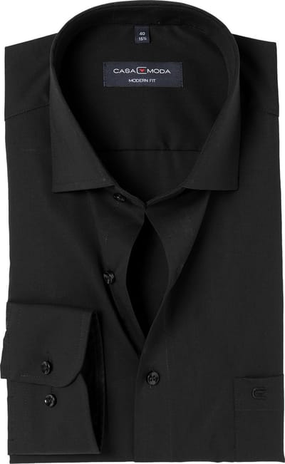 CASA MODA modern fit overhemd - mouwlengte 72 cm - zwart - Strijkvriendelijk - Boordmaat: 40 (EU maat: M)