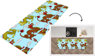 Keukenloper - Loper keuken - Draak - Chinees - Patronen - 150x50 cm - Keukenloper vinyl