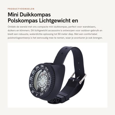 Dailygoods- Duikkompas Lichtgewicht - Polskompas - Waterdicht tot 50m - ABS/Glas - Outdoor Accessoire - Comfortabel in Gebruik - Kompas