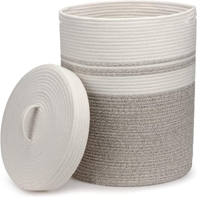 CRLYN® Rieten Wasmand met Deksel - 37 x 37 x 52 cm
