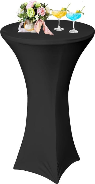 Set van 1 Stretch Statafelhoes Geschikt voor Rond Tafelkleed 80x120 cm Zwart
