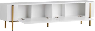 Asir - TV-standaard - Wit, Goud - 100% met melamine gecoat spaanplaat - 192 x 37 x 14 cm