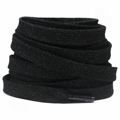 Glitterveters 8mm Zwart 120cm - Plat