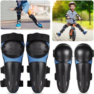 Knie Elleboogbeschermers - Beschermende set - Buitenspelen - Rondom dekking - Kindermaat 3-12 jaar - Zwart Blauw