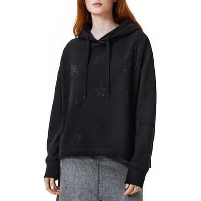 AllSaints Etie Emb Rose Hoody Black Taglia: M | Felpe con cappuccio Outlet | Donna | Rosa