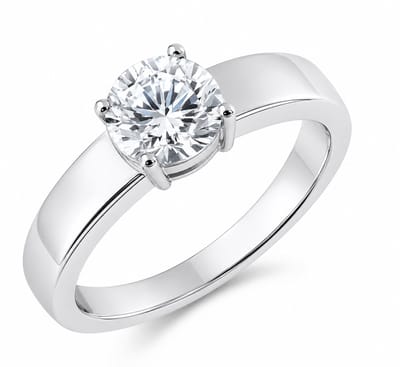 Elegant 925 Sterling Zilveren Solitaire Ring voor Dames met Schitterende Zirkonia Steen - 18,5 mm -Klassieke Verlovingsring & Luxe Cadeau voor Vrouwen - Tijdloos Design met Brede Vlakke Band