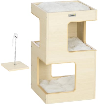 Kattenmand - Kattenhuis - Kattenkast - Met Kussen - 3 Lagen - Katten - Speelmuis - 34 x 34 x 60 cm