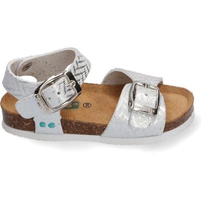 Bunnies JR - maat 22 - Babette Beach Meisjes Sandalen - Zilver - Leer - Gesp