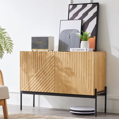 STILVORA Dressoirs - Opbergkast Met 2 Deuren - Stijlvol En Functioneel - Ideaal Voor Woonkamer Of Slaapkamer - 75x100x40 cm - Hout - Onbehandeld