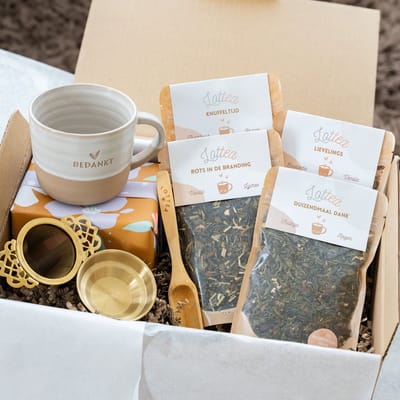 Lottea Giftbox Super Deluxe 'Bedankt voor alles' - bedankt cadeau, bedankt cadeautje, theebox, thee cadeau, theepakket, thee pakket, thee cadeaupakket, bedankt