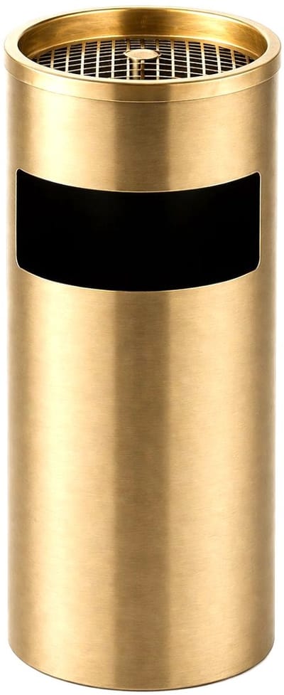Ceruzo Staande Afvalbak met Asbak – RVS Goud – 11L – 25x25xH60 cm