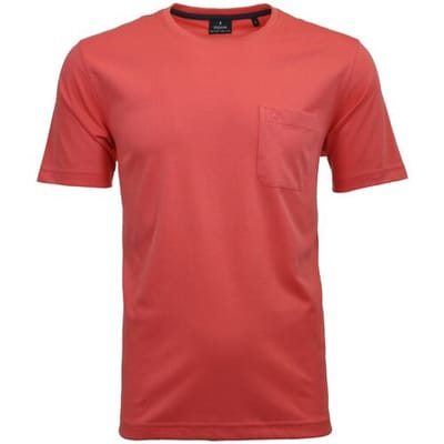 Ragman T-Shirt Softknit Uni Easy Care Round Neck Breast Pocket Bright Pink / male