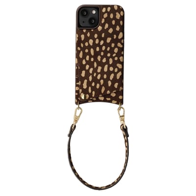Selencia Hoesje - Geschikt voor Apple iPhone 14 / 13 - Real Leather Backcover met Pashouder - Fawn Chic