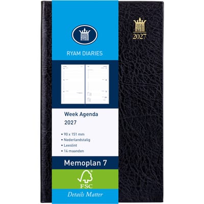 Agenda 2027 Ryam Memoplan 7 Suprema 7dagen/2pagina's zwart