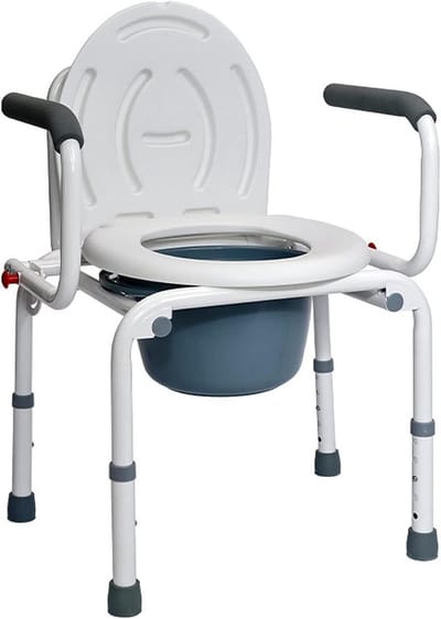Douchestoel met Armen - Toiletstoel Ondersteuning - Veilig Douchen - In Hoogte Verstelbaar - Max 150kg - Wit