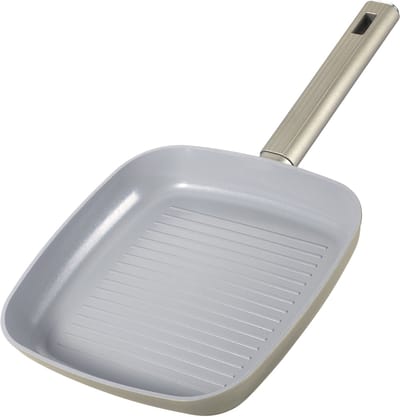 Swiss Haus® SCGP24CH Grillpan Ø24 cm – Inductie & Alle Warmtebronnen – PFAS Vrij – Sapphire™ Antiaanbaklaag – Grill Pan / Vleespan – Champagne