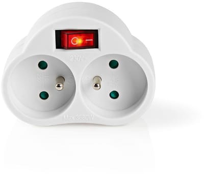 Nedis Stopcontact-Splitter - France / Type-E (CEE 7/6) - 250 V AC 50/60 Hz - France / Type-E (CEE 7/6) - 250 V AC 50/60 Hz - 16.0 A - 3500 W - Aan/uit knop - Wit