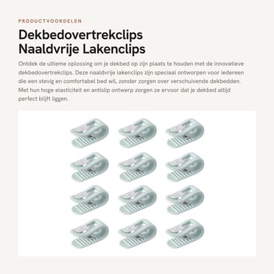 Dailygoods- Dekbedovertrekclips - Hoge Elasticiteit - Antislip - Duurzaam - Naaldvrije Bevestigingsmiddelen - 12 Stuks - Veilig in Gebruik - Bedlakens