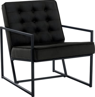 CLP Avon Lounger - Fauteuil - Eetkamerstoel met armleuning - Fluweel - Velvet - zwart