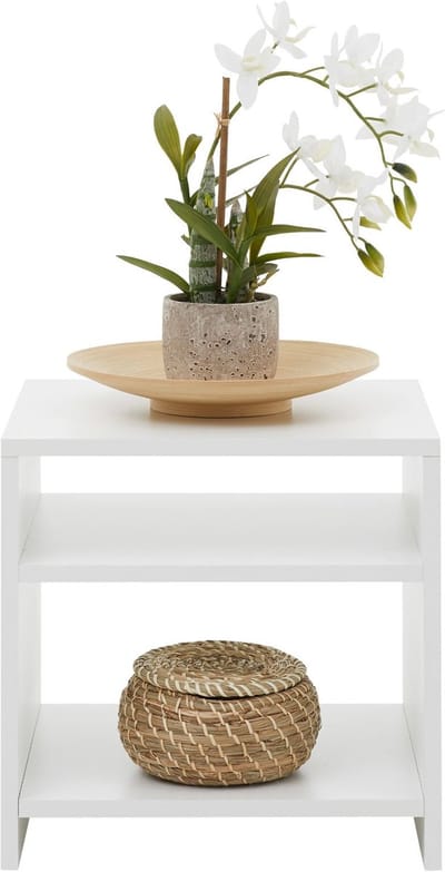Bijzettafel ALMERIA met 2 vakken – wit
